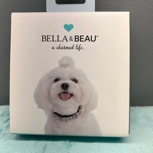 Bella and Beau genuine leather pink charm dog collar